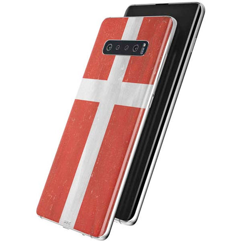 Denmark Flag Distressed Galaxy S10 Plus Skin